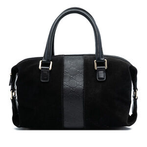 Pre-Loved Gucci Guccissima Trimmed Suede Boston Bag